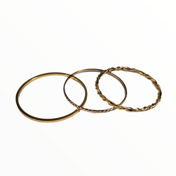 Set of 3 Vintage Brass Bangles - Picture 2 of 5